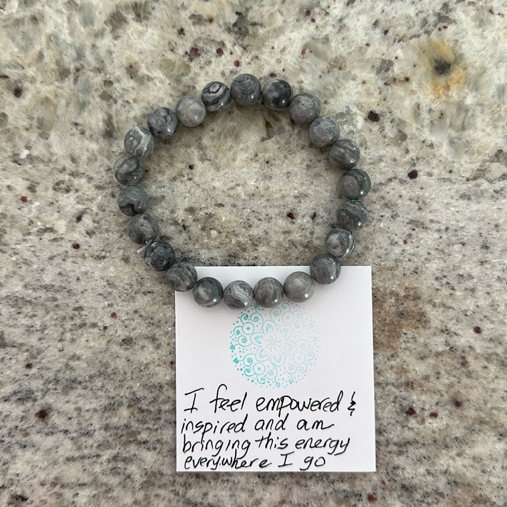 Reiki Infused Map Jasper Natural Stone Bracelet